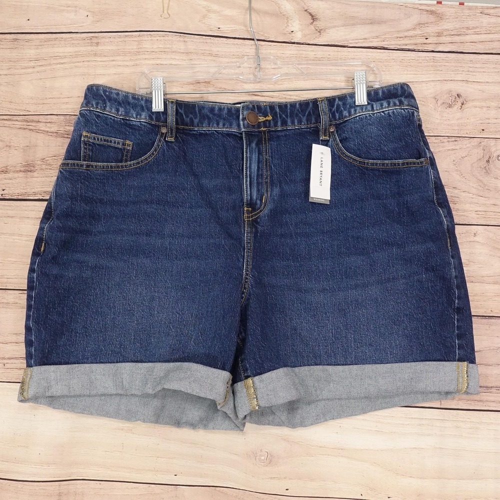Lane Bryant Boyfriend Denim Shorts Womens Size 16 Blue Midrise 39 Waist 5 Inseam